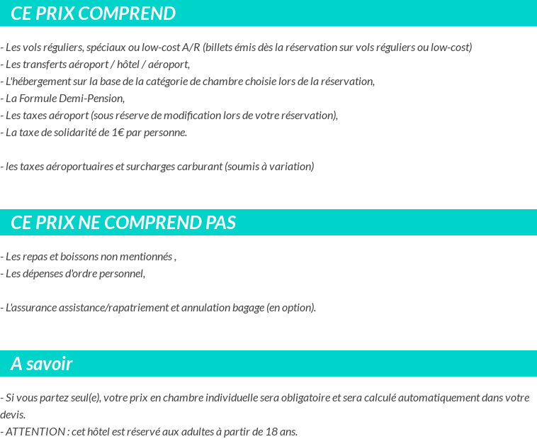 Conditions tarifaires