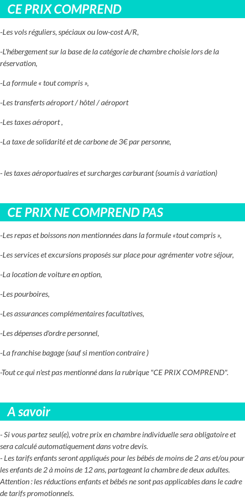 Conditions tarifaires