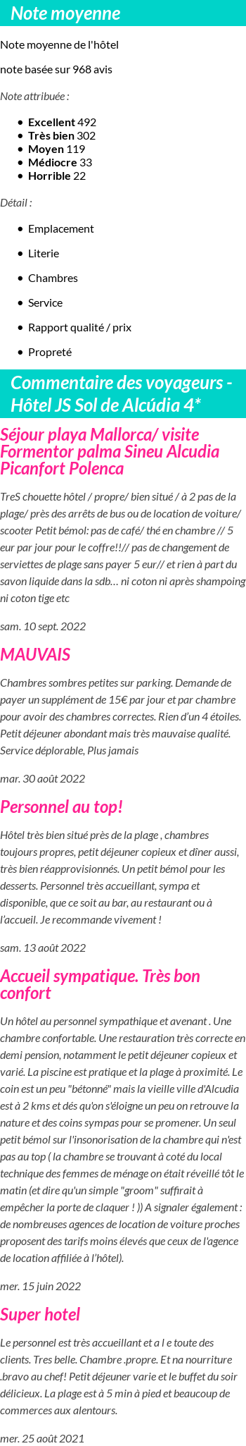 Avis clients