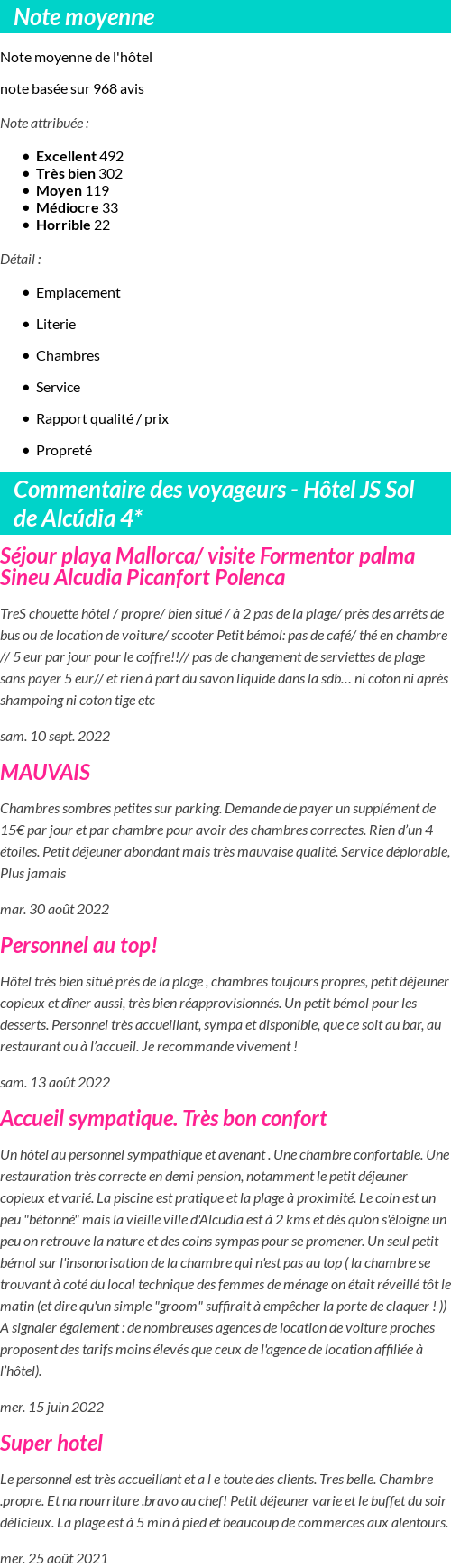Avis clients