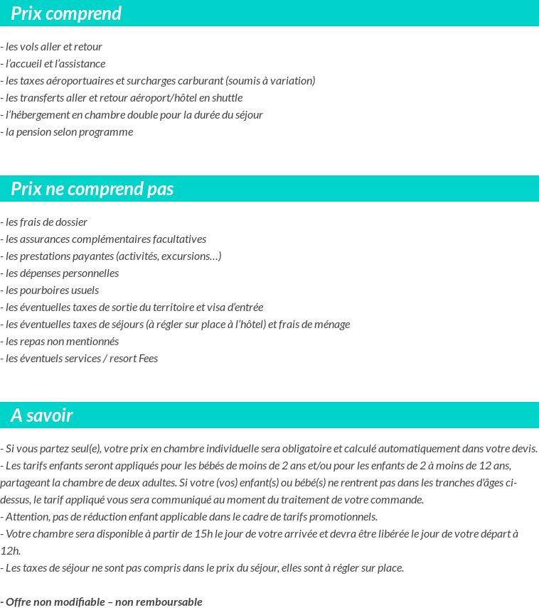 Conditions tarifaires