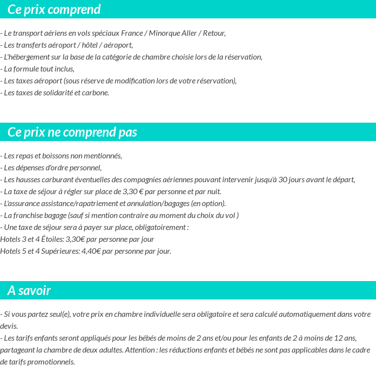 Conditions tarifaires