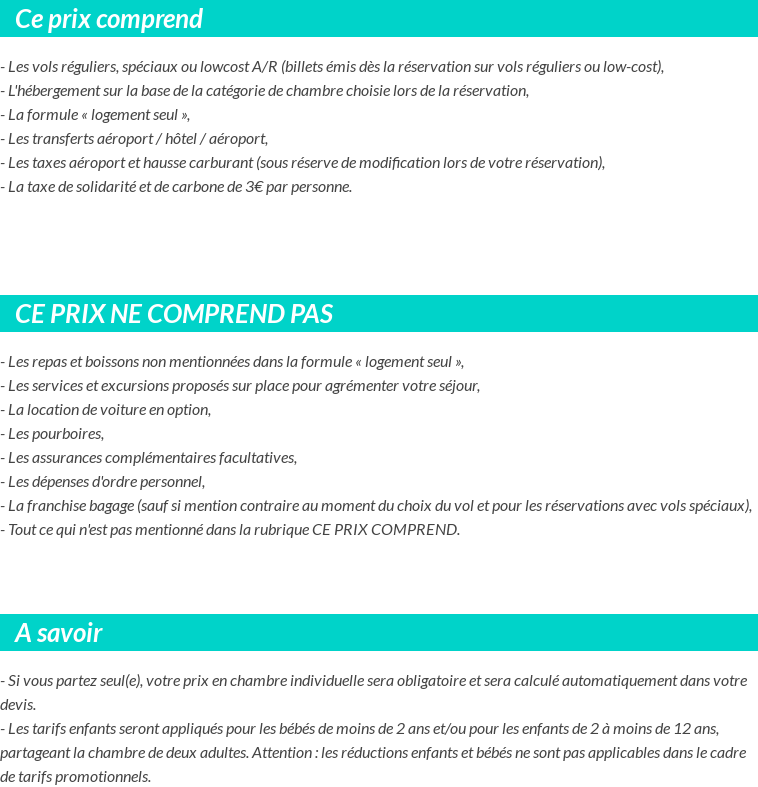 Conditions tarifaires