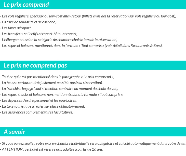 Conditions tarifaires