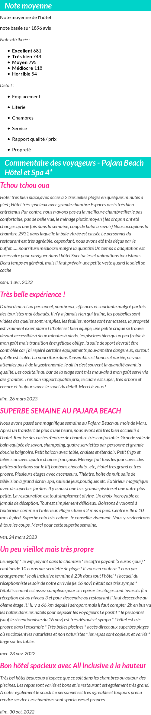 Avis clients