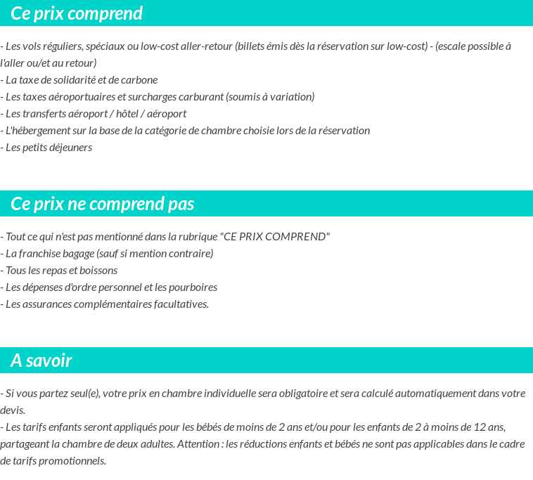 Conditions tarifaires