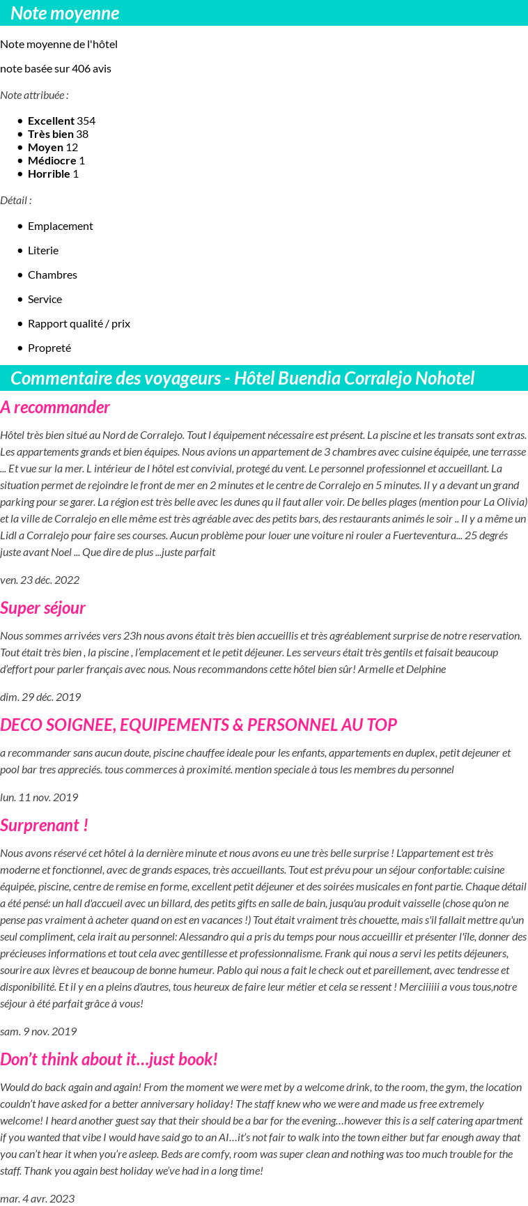 Avis clients