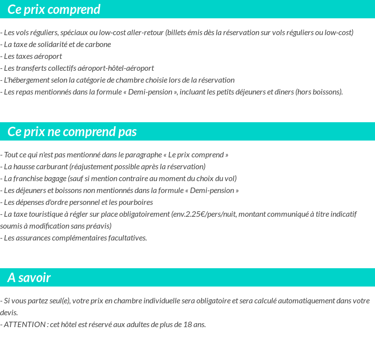 Conditions tarifaires