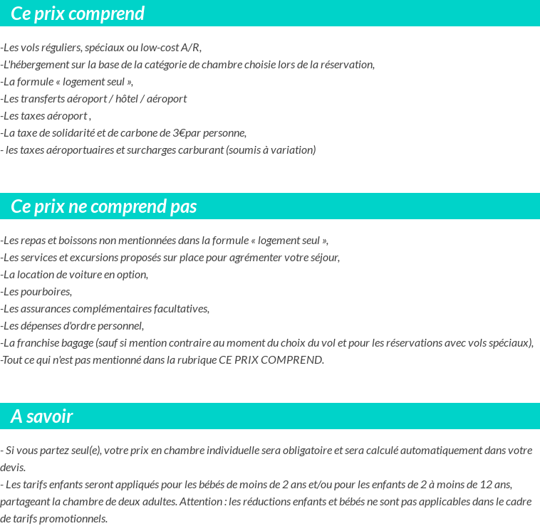 Conditions tarifaires