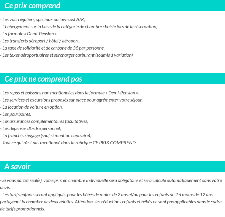 Conditions tarifaires