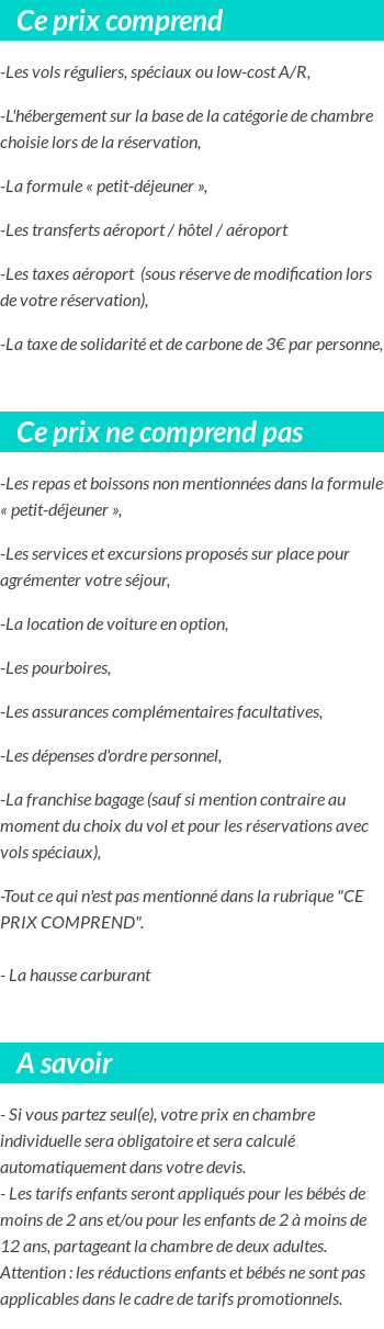 Conditions tarifaires