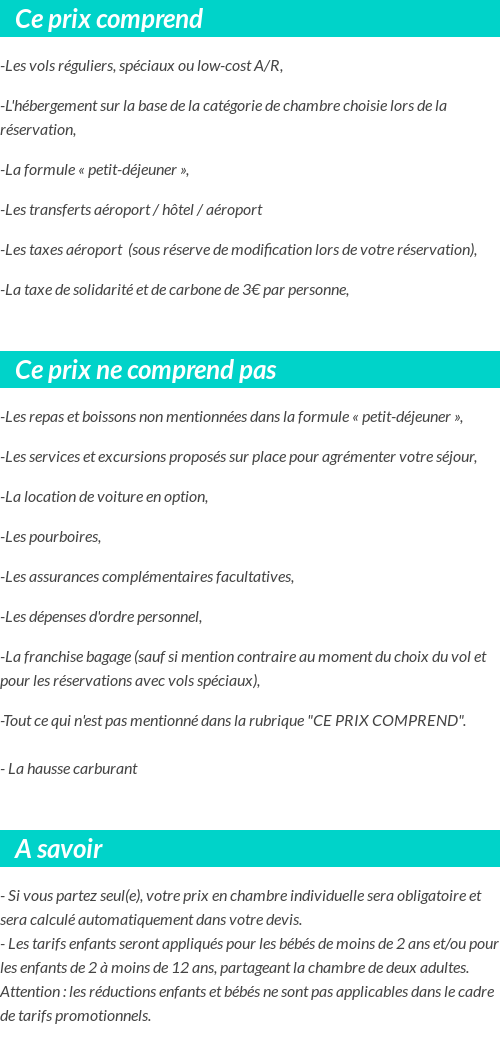 Conditions tarifaires