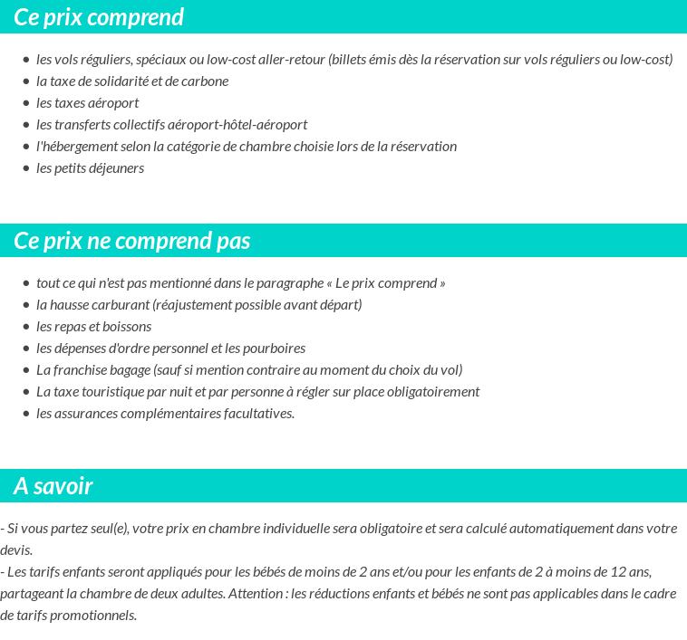 Conditions tarifaires