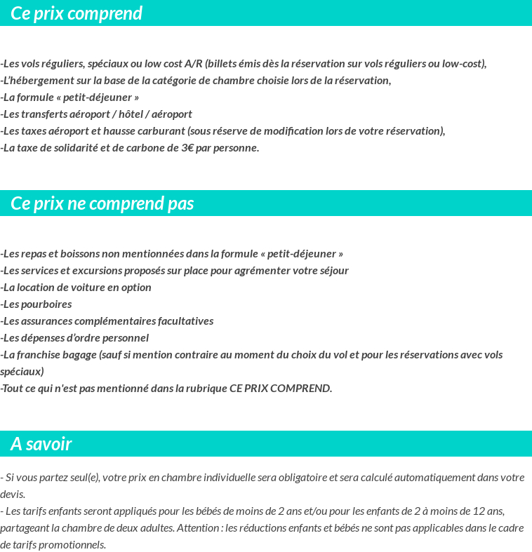 Conditions tarifaires