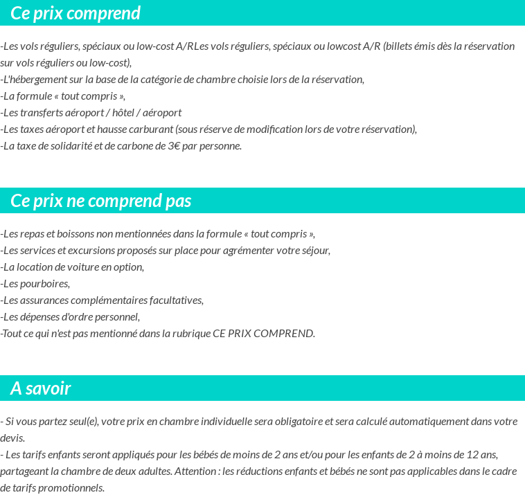 Conditions tarifaires