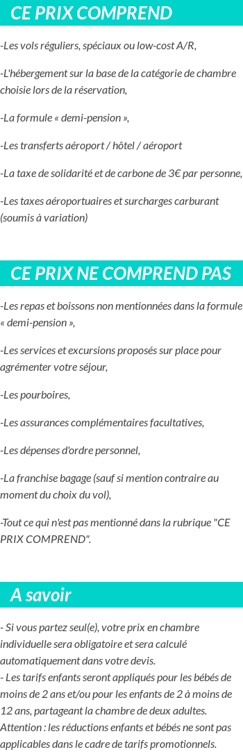 Conditions tarifaires