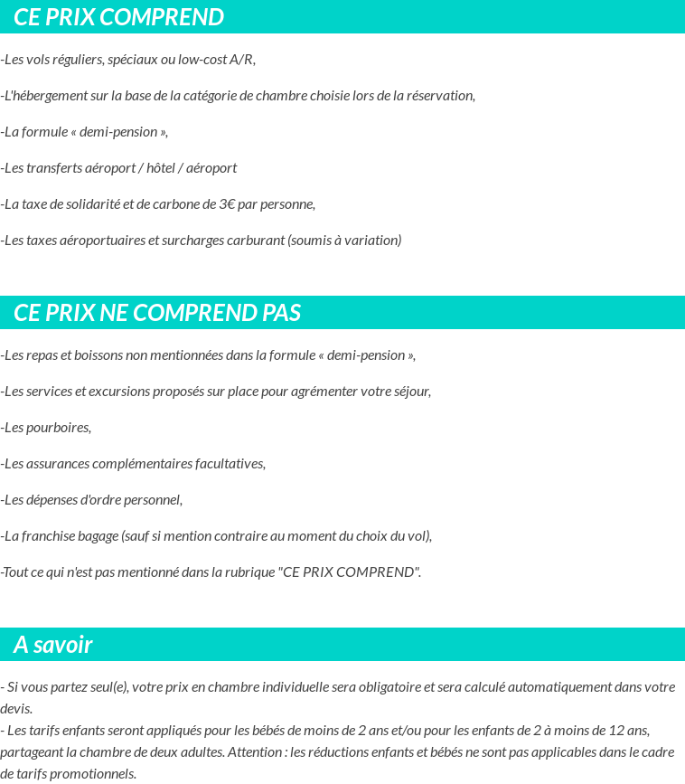 Conditions tarifaires