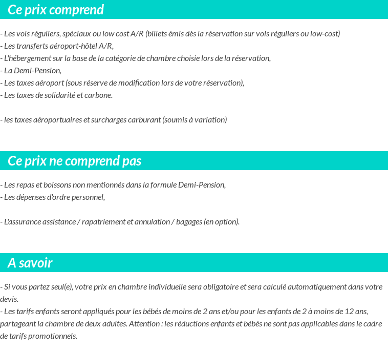 Conditions tarifaires