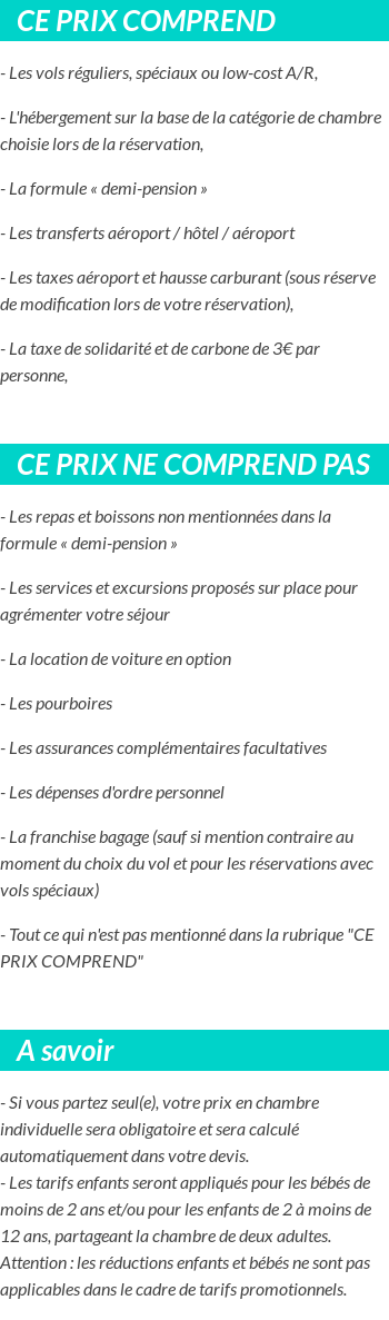 Conditions tarifaires