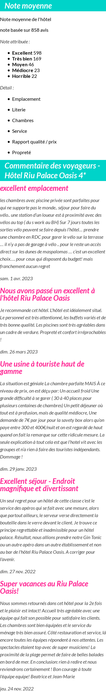Avis clients