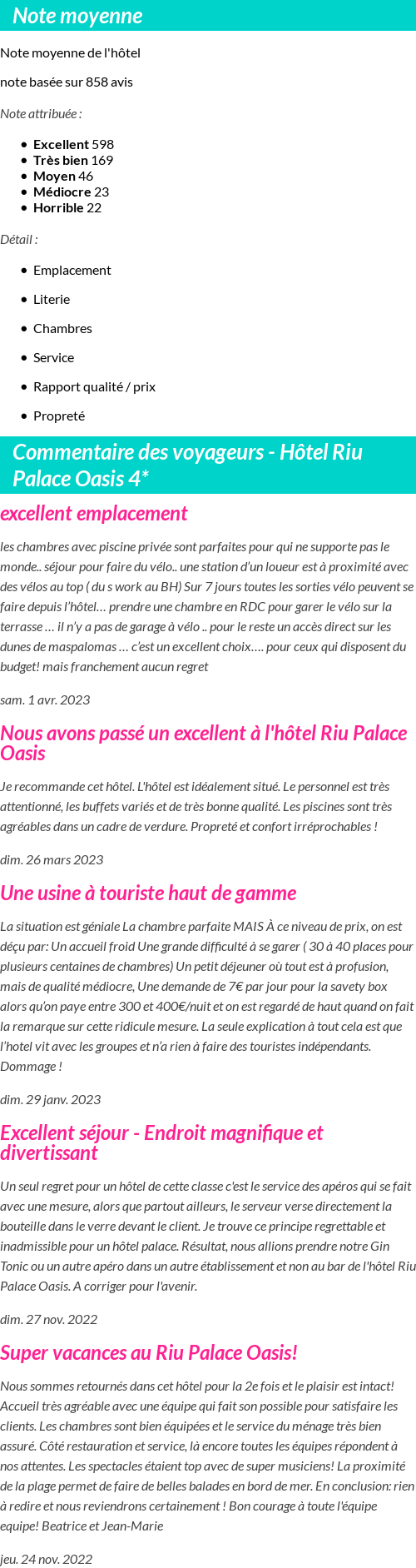 Avis clients