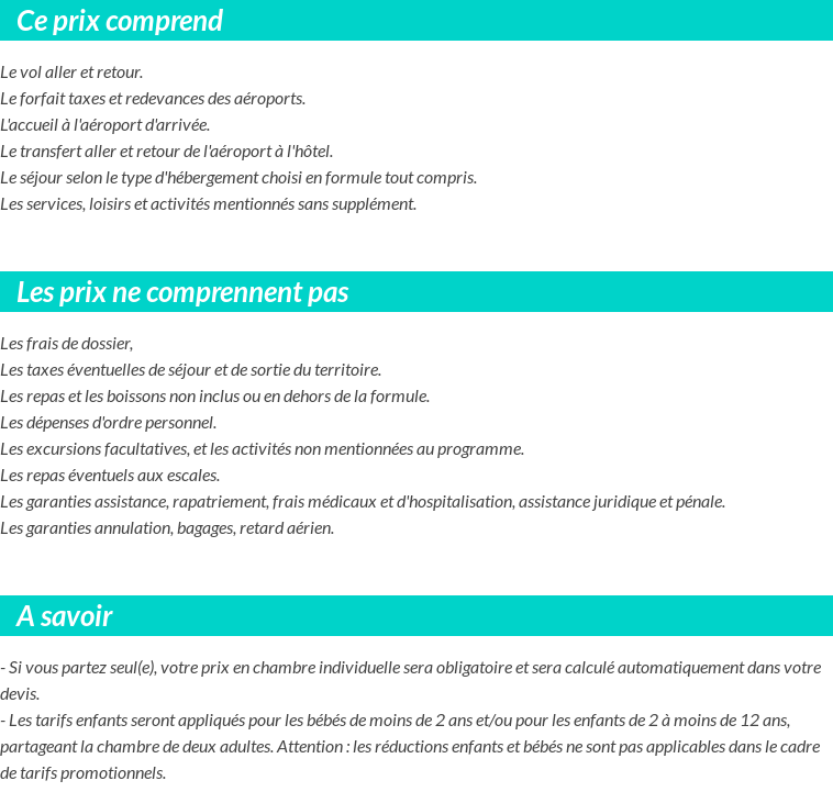 Conditions tarifaires