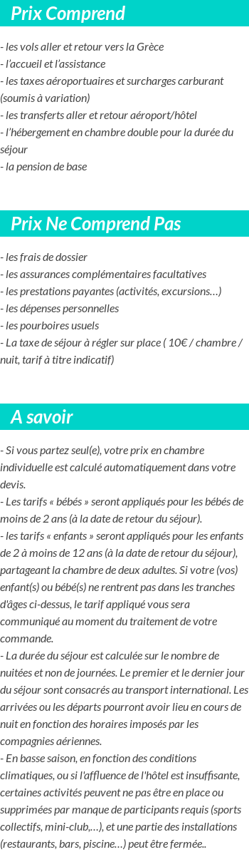 Conditions tarifaires