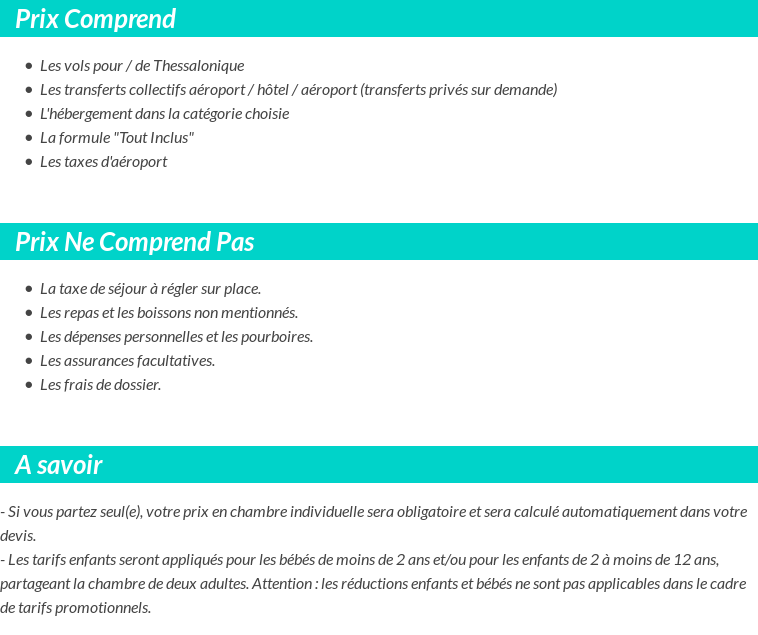 Conditions tarifaires