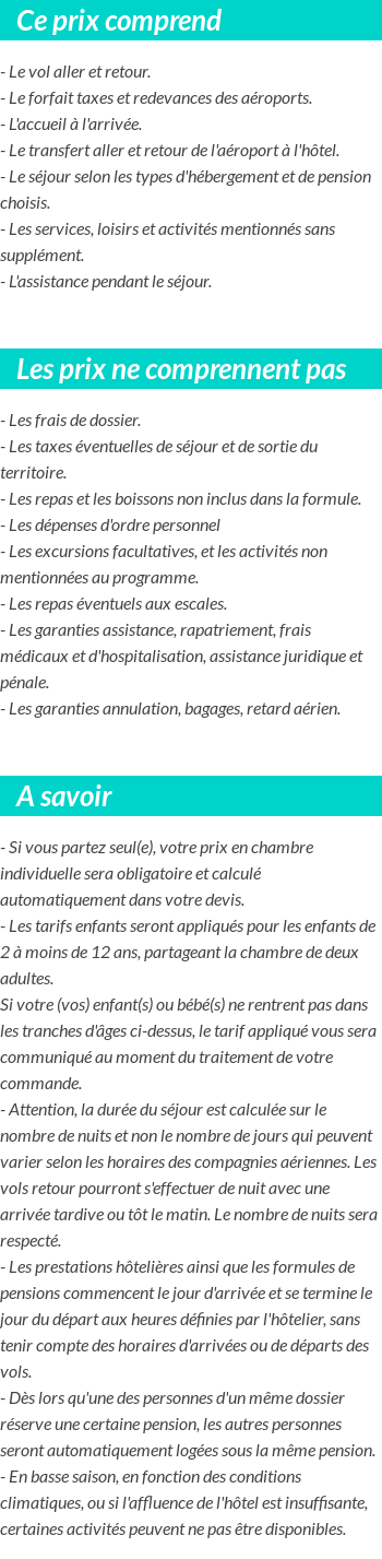 Conditions tarifaires