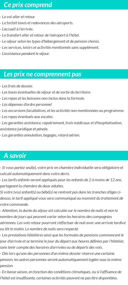 Conditions tarifaires