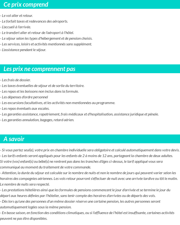 Conditions tarifaires