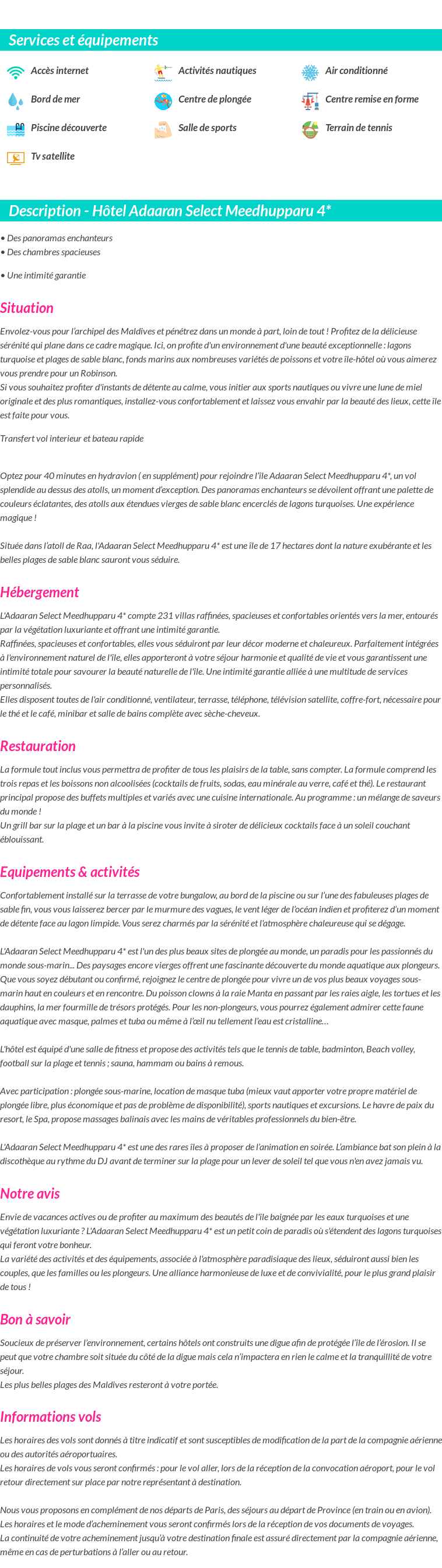 Détails du séjour