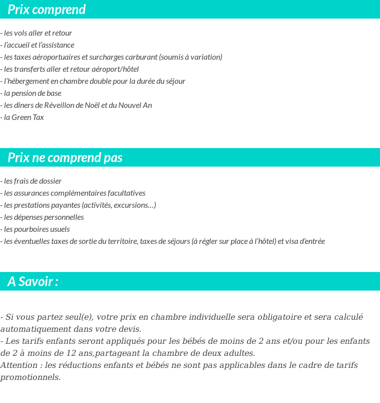 Conditions tarifaires