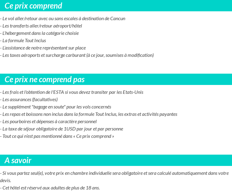 Conditions tarifaires