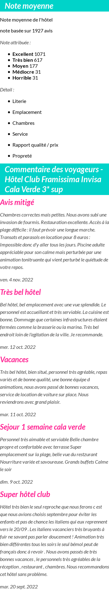 Avis clients