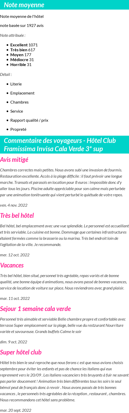 Avis clients