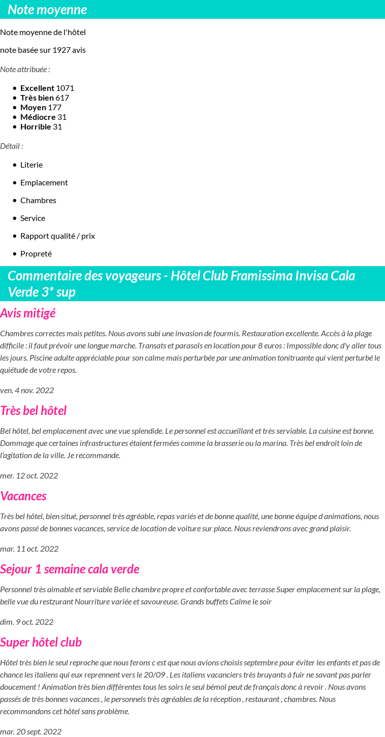Avis clients