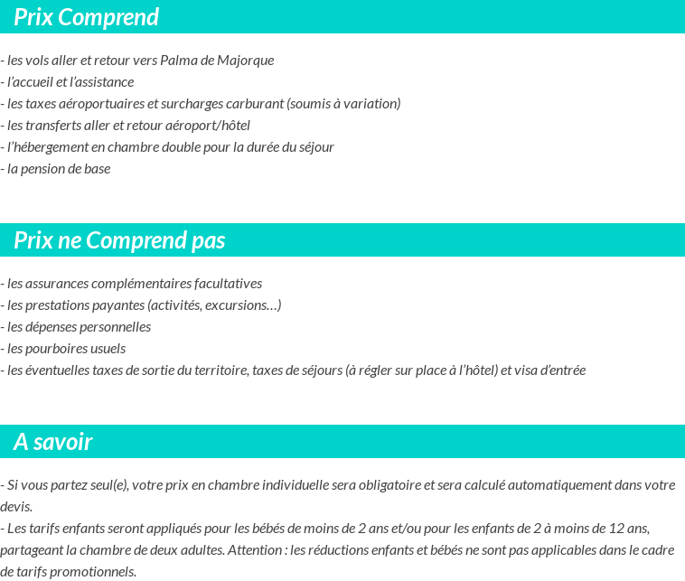 Conditions tarifaires