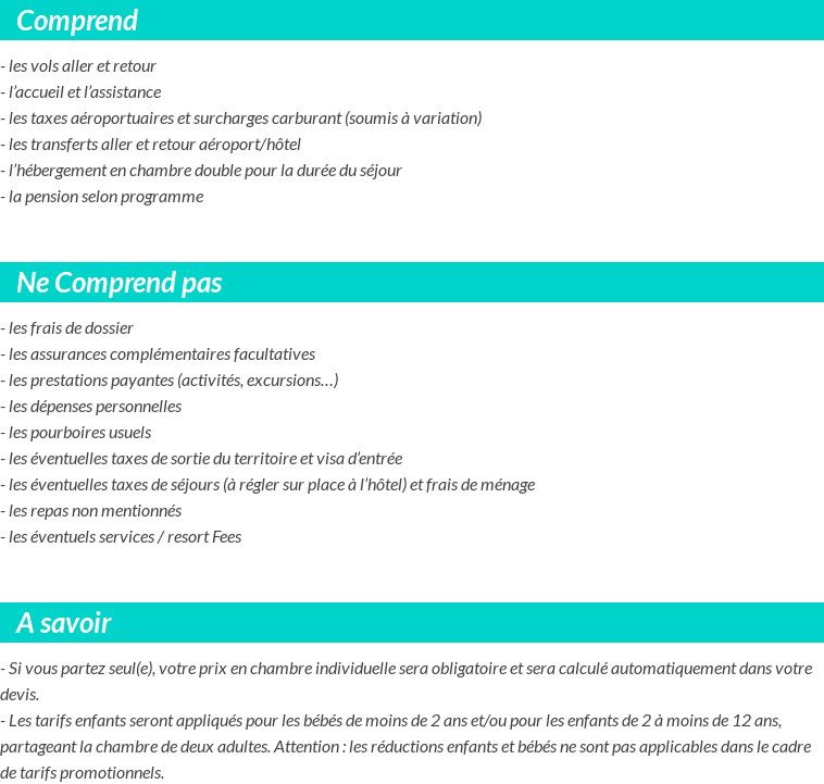 Conditions tarifaires