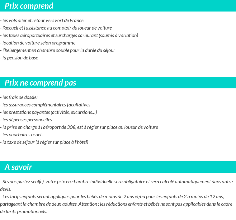 Conditions tarifaires
