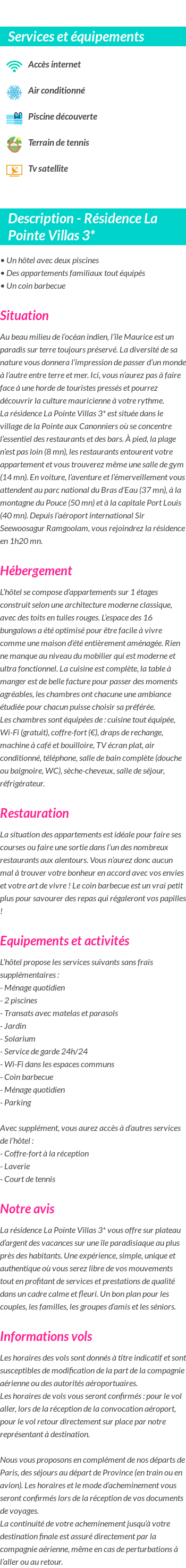Détails du séjour