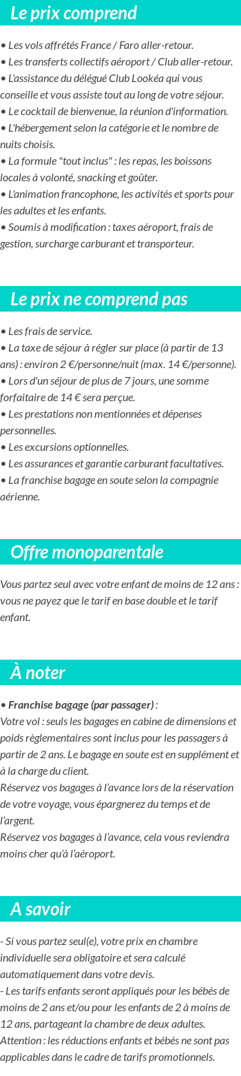 Conditions tarifaires