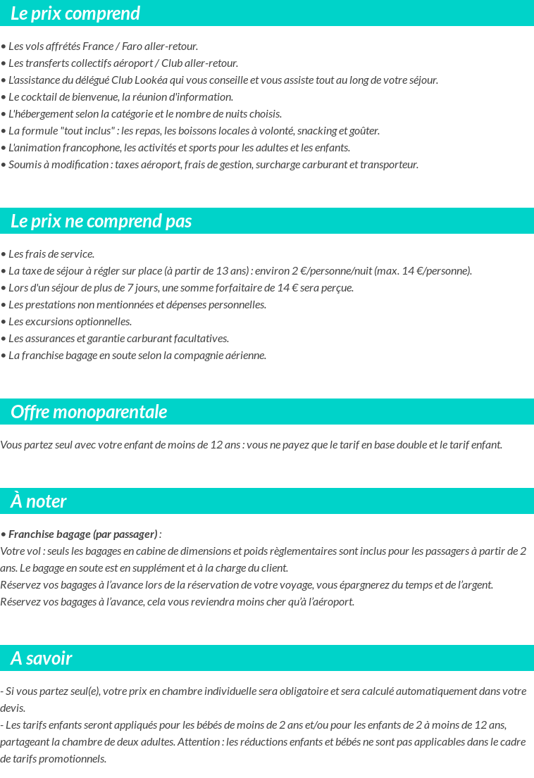 Conditions tarifaires