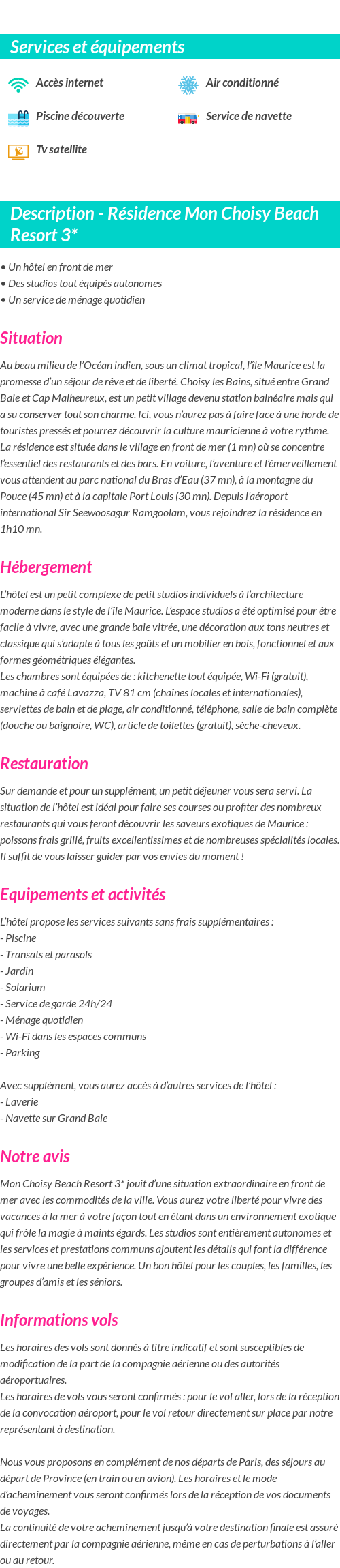 Détails du séjour