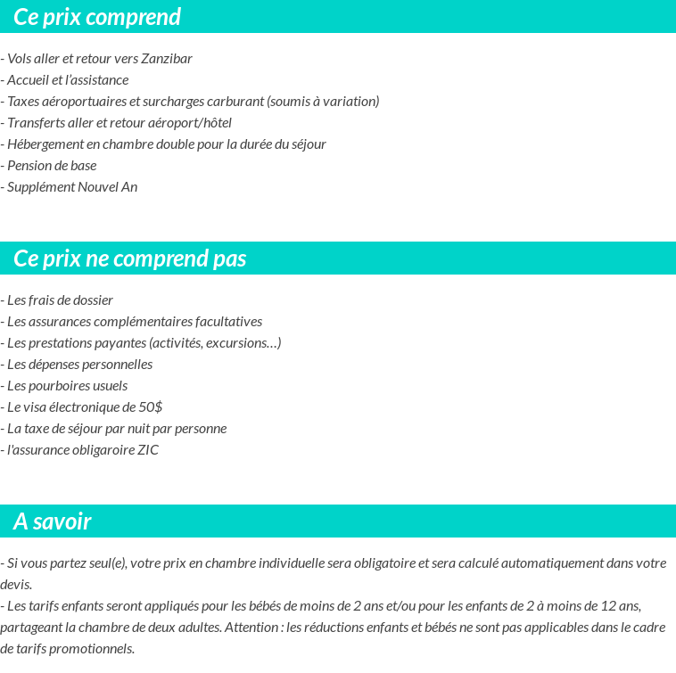 Conditions tarifaires