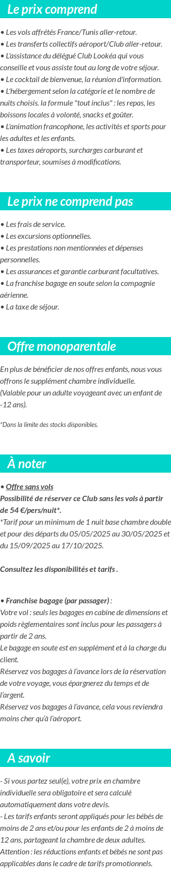 Conditions tarifaires