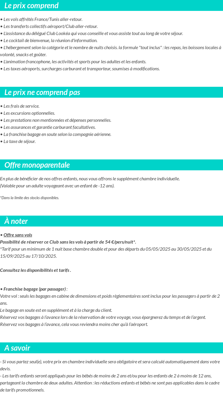 Conditions tarifaires