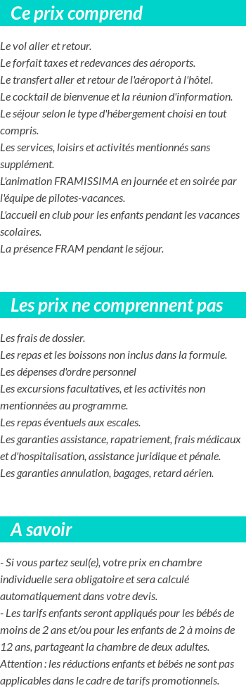 Conditions tarifaires