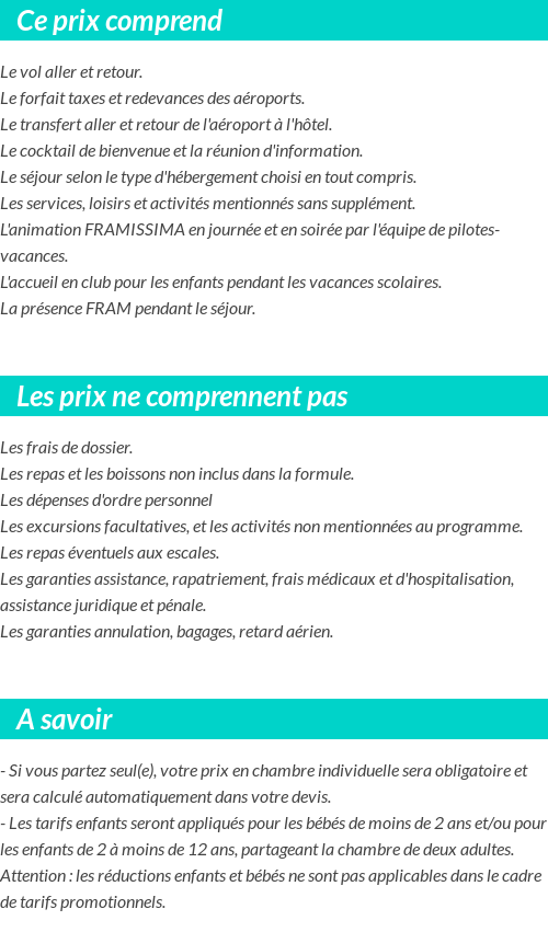 Conditions tarifaires