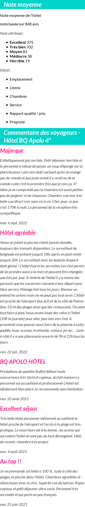 Avis clients